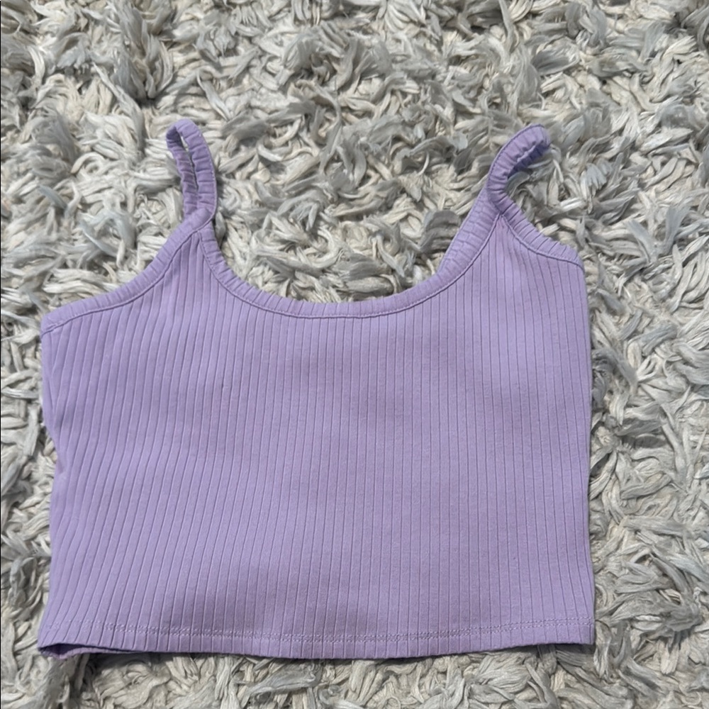 Heart Hips Lilac Ribbed Crop Top